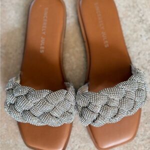 Sincerely Jules Silver Rhinestone Braided Sandals